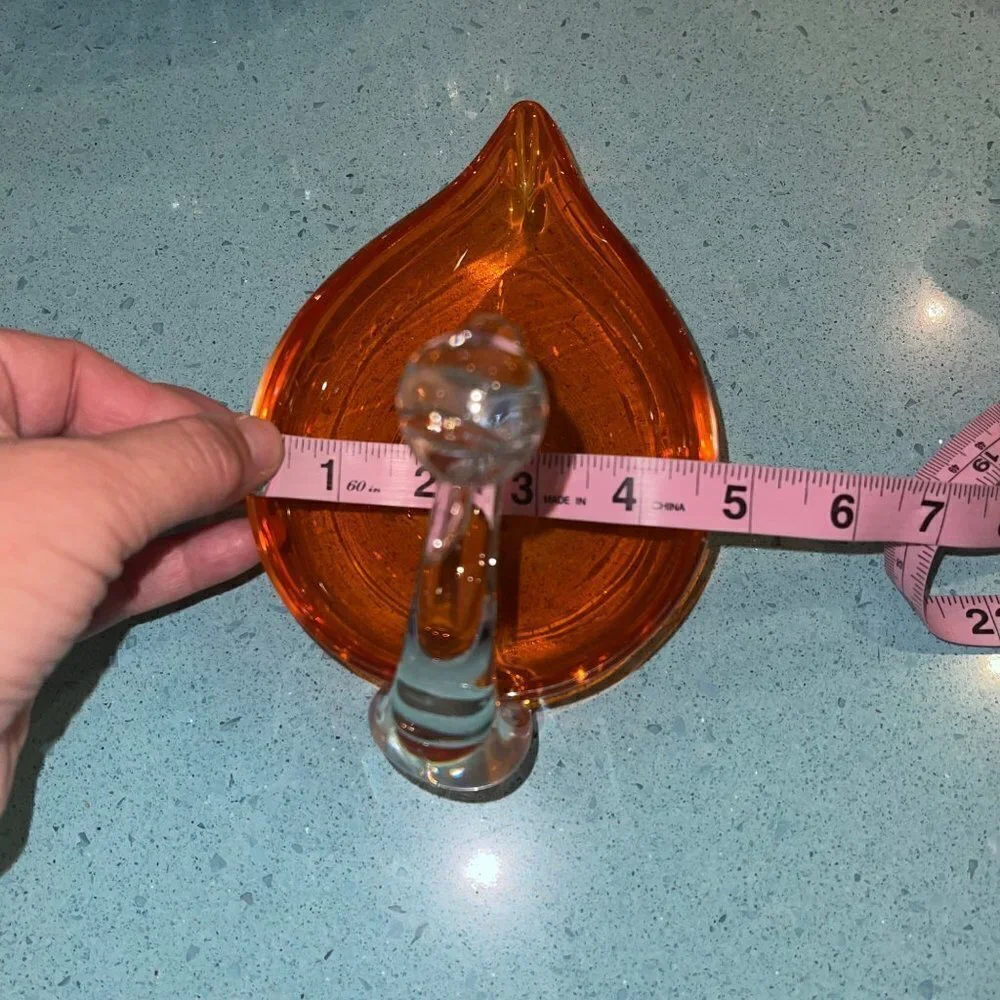 Art Glass MCM Orange Clear Glass Swan Ashtray - Picture 8 of 10